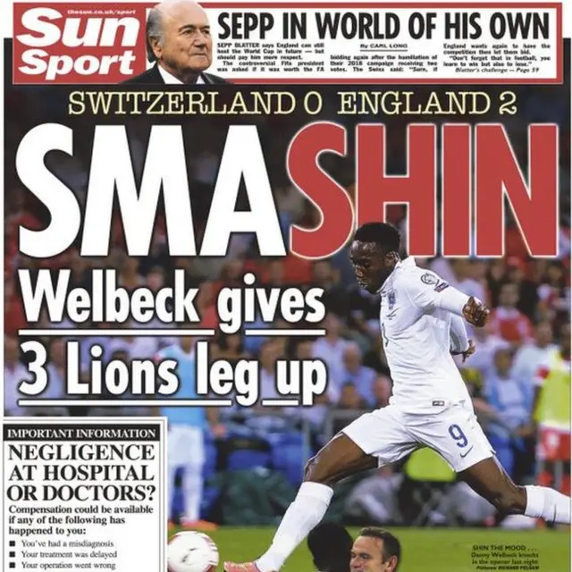 The Sun back page