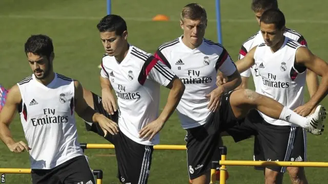 James Rodriguez, Toni Kroos and Javier Hernandez