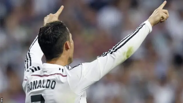 Cristiano Ronaldo celebrates after scoring a goal