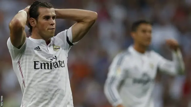 Real Madrid's Gareth Bale reacts