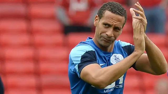 QPR defender Rio Ferdinand thanks the fans at Old Trafford