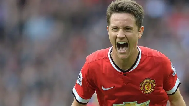 Ander Herrera celebrates scoring against QPR