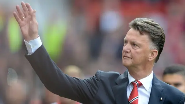 Manchester United manager Louis Van Gaal thanks the Old Trafford crowd