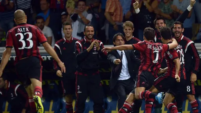 AC Milan celebrate Giacomo Bonaventura's opener against Parma