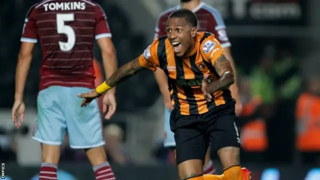 Abel Hernandez celebrates scoring for Hull