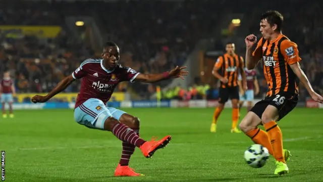 Diafra Sakho's shot is deflected in for an own goal against Hull