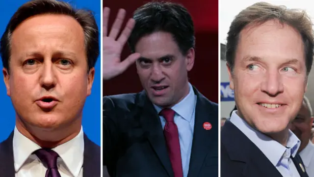 david cameron, ed miliband and nick clegg