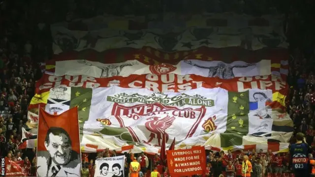 Liverpool fans show their support for their team