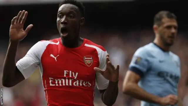 Danny Welbeck reacts after a shot at goal