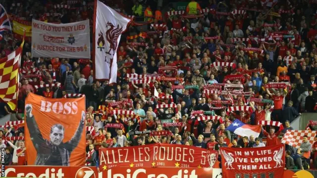 Liverpool fans show their colours