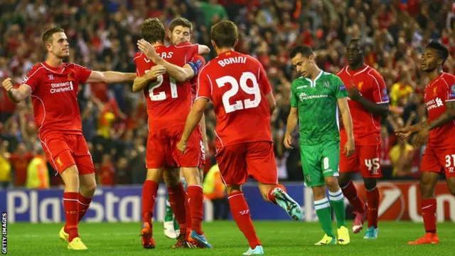 Steven Gerrard of Liverpool celebrates