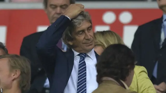 Manchester City manager Manuel Pellegrini reacts during the Bayern Munich match