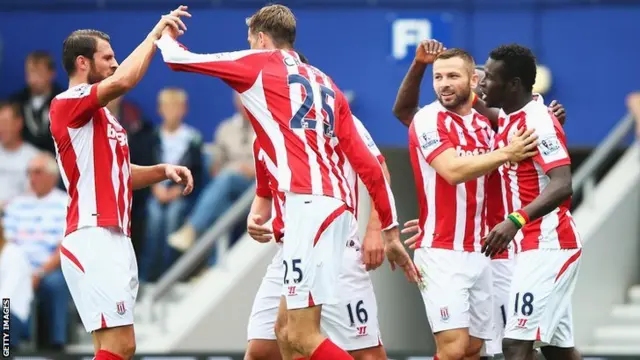 Stoke celebrate going 1-0 up against QPR