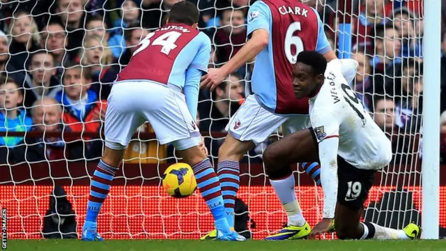 Danny Welbeck scores against Aston Villa