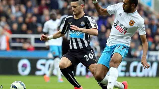 Newcastle's Remy Cabella controls the ball