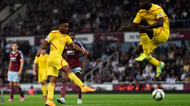 Raheem Sterling slams home Liverpool's first goal