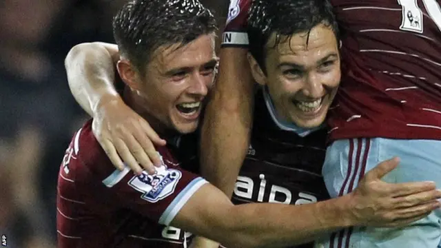 West Ham midfielder Stewart Downing celebrates