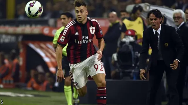 AC Milan's Stephan El Shaarawy races down the touchline