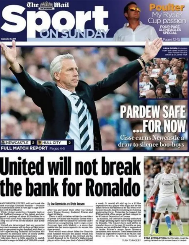 Mail on Sunday sport front page