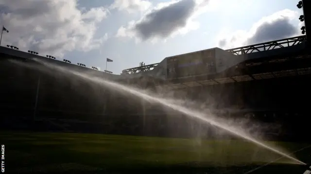 The sprinklers are turned on at White Hart Lane