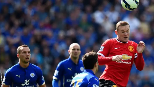 Manchester United captain Wayne Rooney heads the ball