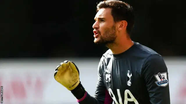 Spurs keeper Hugo Lloris directs his defenders