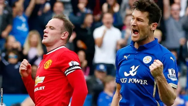 Leicester City striker David Nugent celebrates his goal