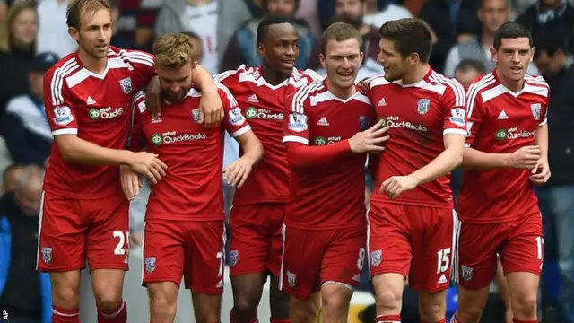 West Brom celebrate their victory over Tottenham