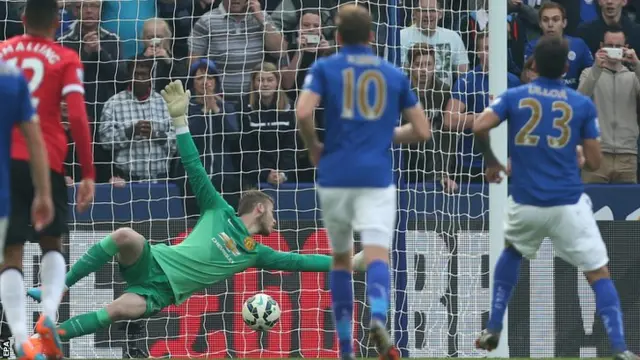 Leonardo Ulloa scores from the penalty spot for Leicester