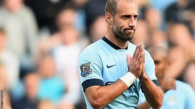 Pablo Zabaleta of Manchester City leaves the pitch