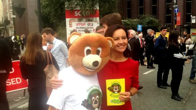 Caroline Flint with Ready Teddy