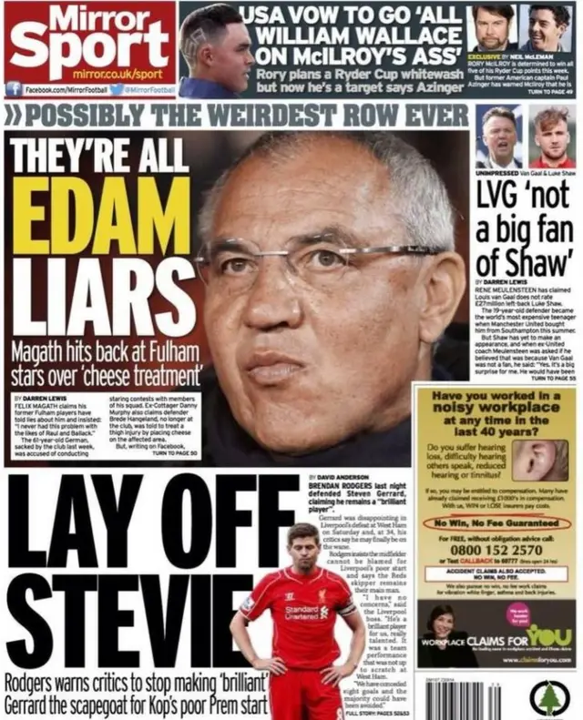 Daily Mirror back page