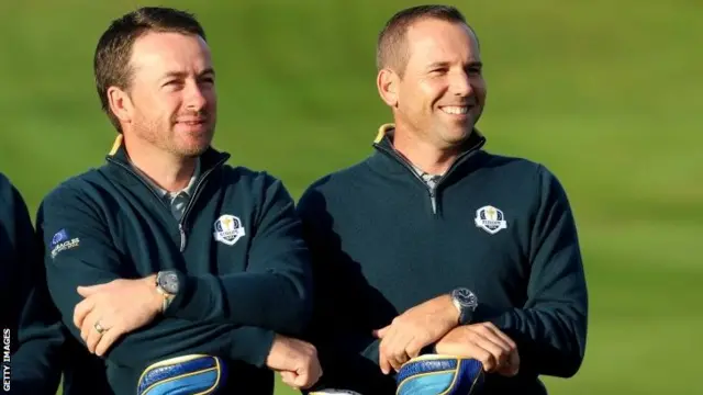 Graeme McDowell and Sergio Garcia at the Ryder Cup at Gleneagles