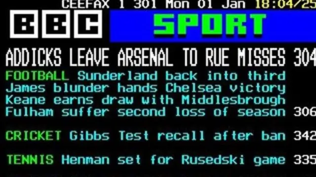 Ceefax sort page