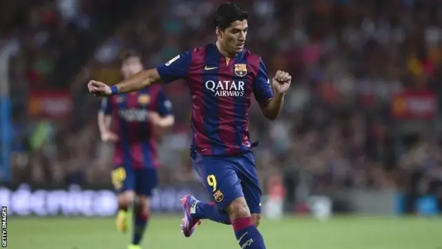 Luis Suarez playing for Barcelona