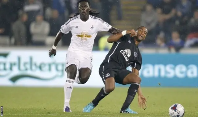 Action shot from Swansea v Everton