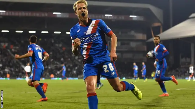 Doncaster's James Coppinger celebrates his goal against Fulham