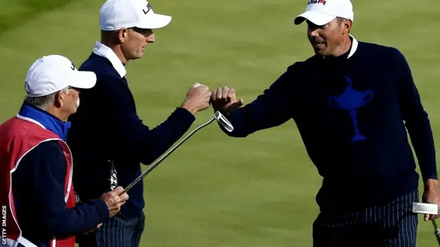 Matt Kuchar of the US, left, and Jim Furyk, right, of the US