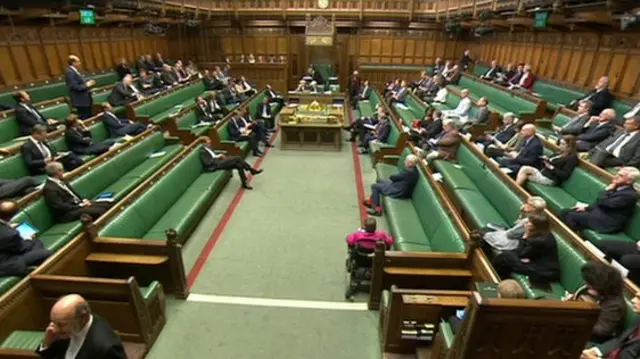 A wide shot of the House of Commons