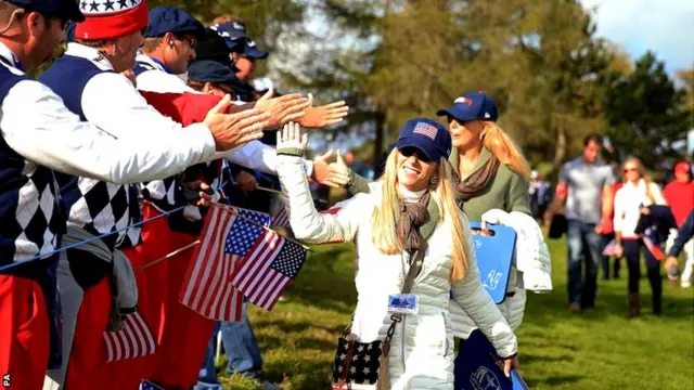 Justine Reed high fives the USA