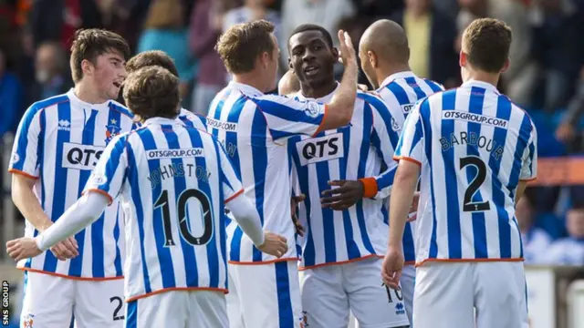 Kilmarnock celebrate Tope Obadeyi's opening goal