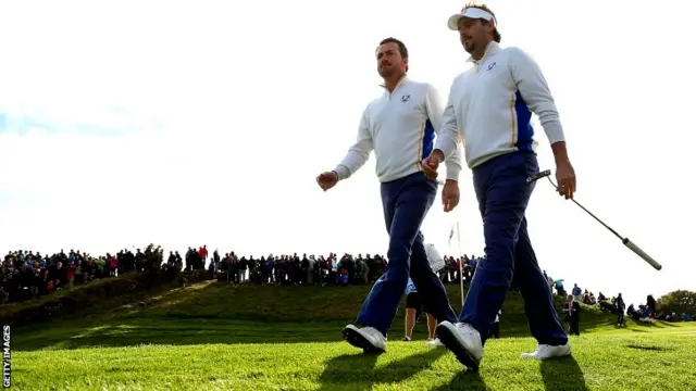 Graeme McDowell and Victor Dubuisson of Europe