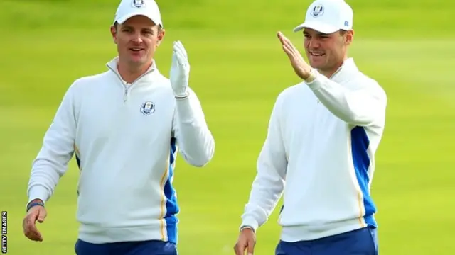 Justin Rose of Europe and Martin Kaymer of Europe