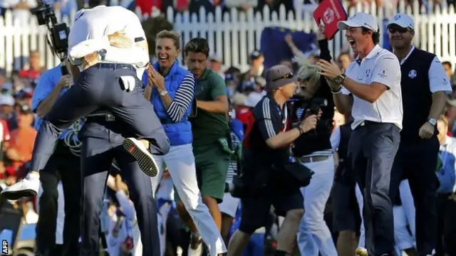 Europe celebrate winning the Ryder Cup