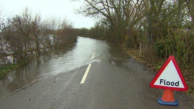 Flooded A372, Somerset