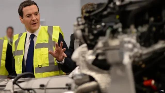 George Osborne at Jaguar Land Rover"s new assembly plant in Solihull