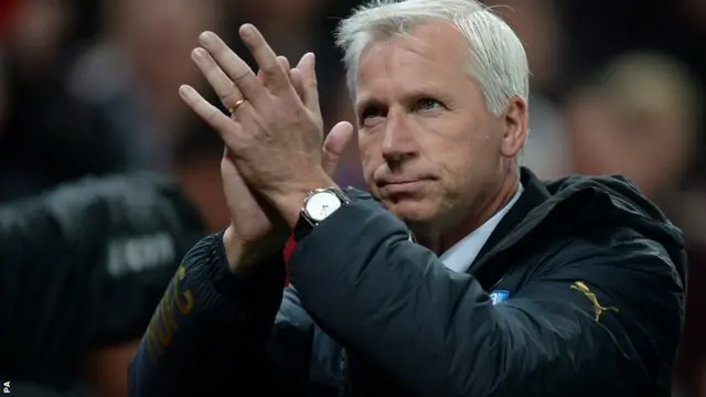 Newcastle United manager Alan Pardew applauds the fans at the Stoke game