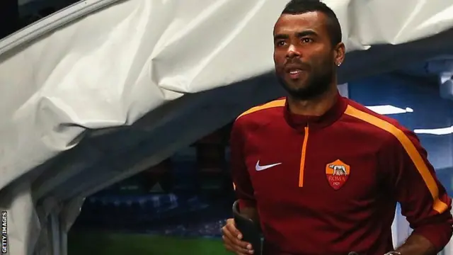 Roma defender Ashley Cole in training ahead of the Manchester City match