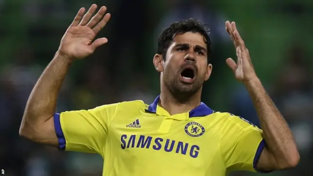 Chelsea striker Diego Costa misses a clear attempt on goal