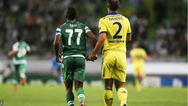 Nani and Branislav Ivanovic